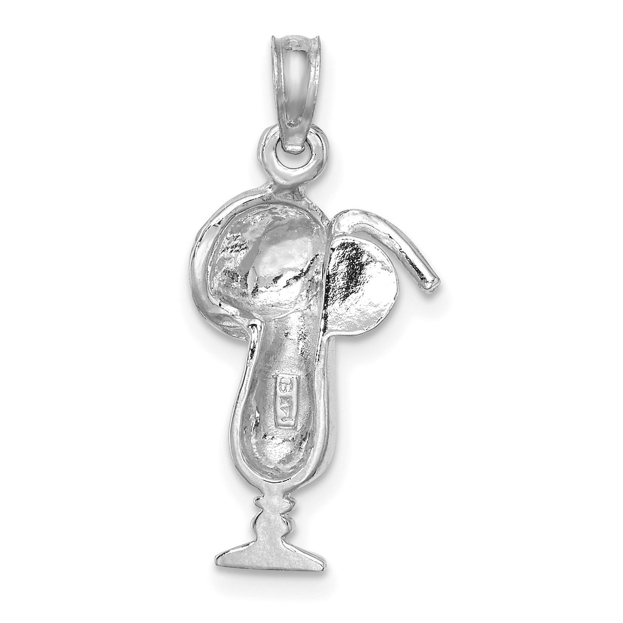 14k White Gold Cocktail Pendant with Glass Straw and Citrus Slice Charm