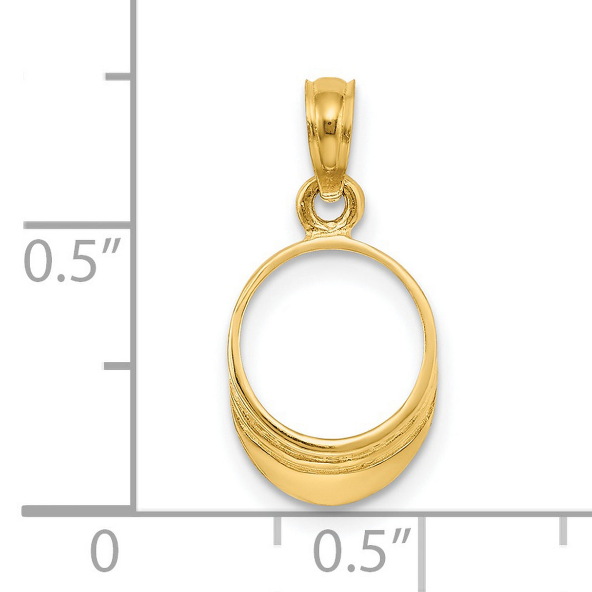 14k Yellow Gold Bishop Ring Pendant, Polished Hollow Center Religious Charm for Women or Unisex