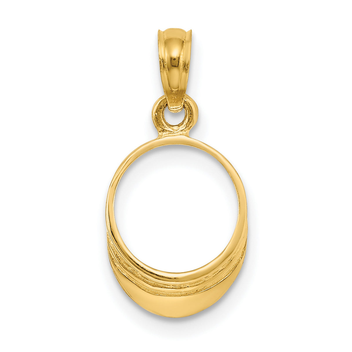 14k Yellow Gold Bishop Ring Pendant, Polished Hollow Center Religious Charm for Women or Unisex