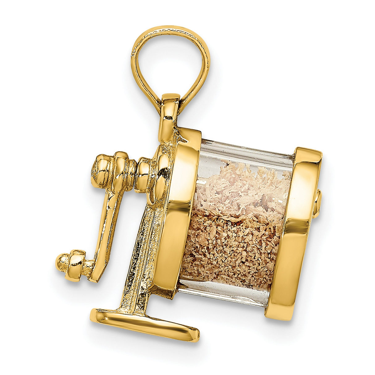 14k Yellow Gold Pulley Charm Pendant with Block and Tackle Detail, Nautical Theme for Men or Unisex