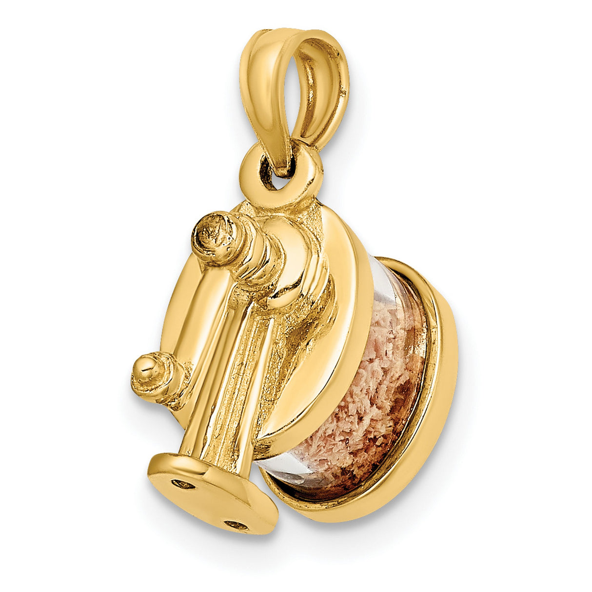 14k Yellow Gold Pulley Charm Pendant with Block and Tackle Detail, Nautical Theme for Men or Unisex