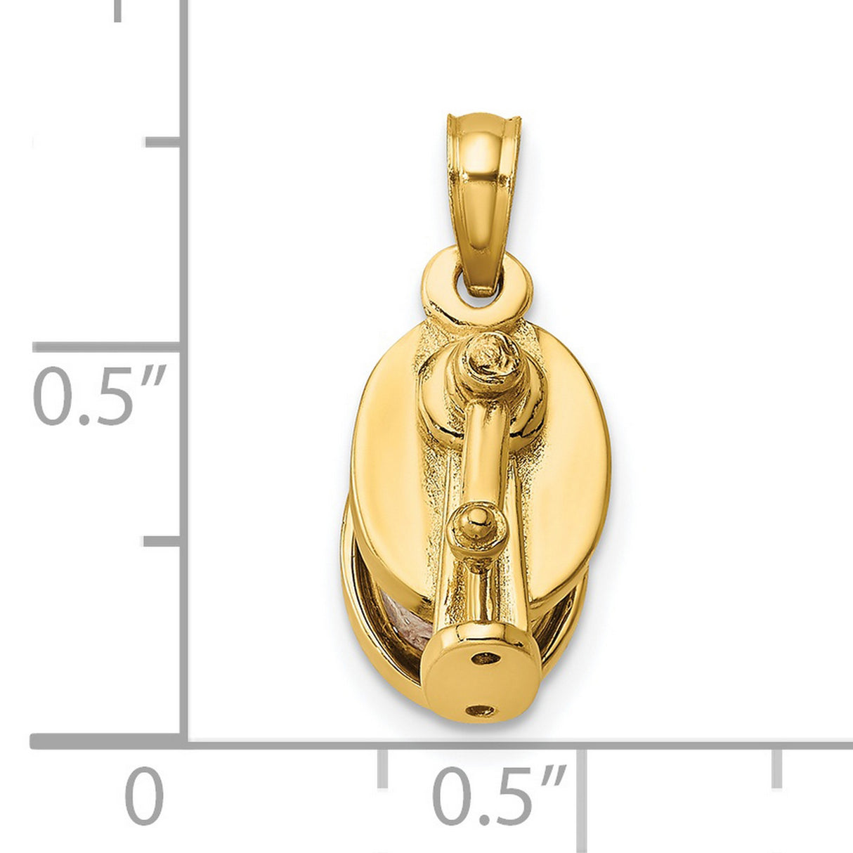 14k Yellow Gold Pulley Charm Pendant with Block and Tackle Detail, Nautical Theme for Men or Unisex