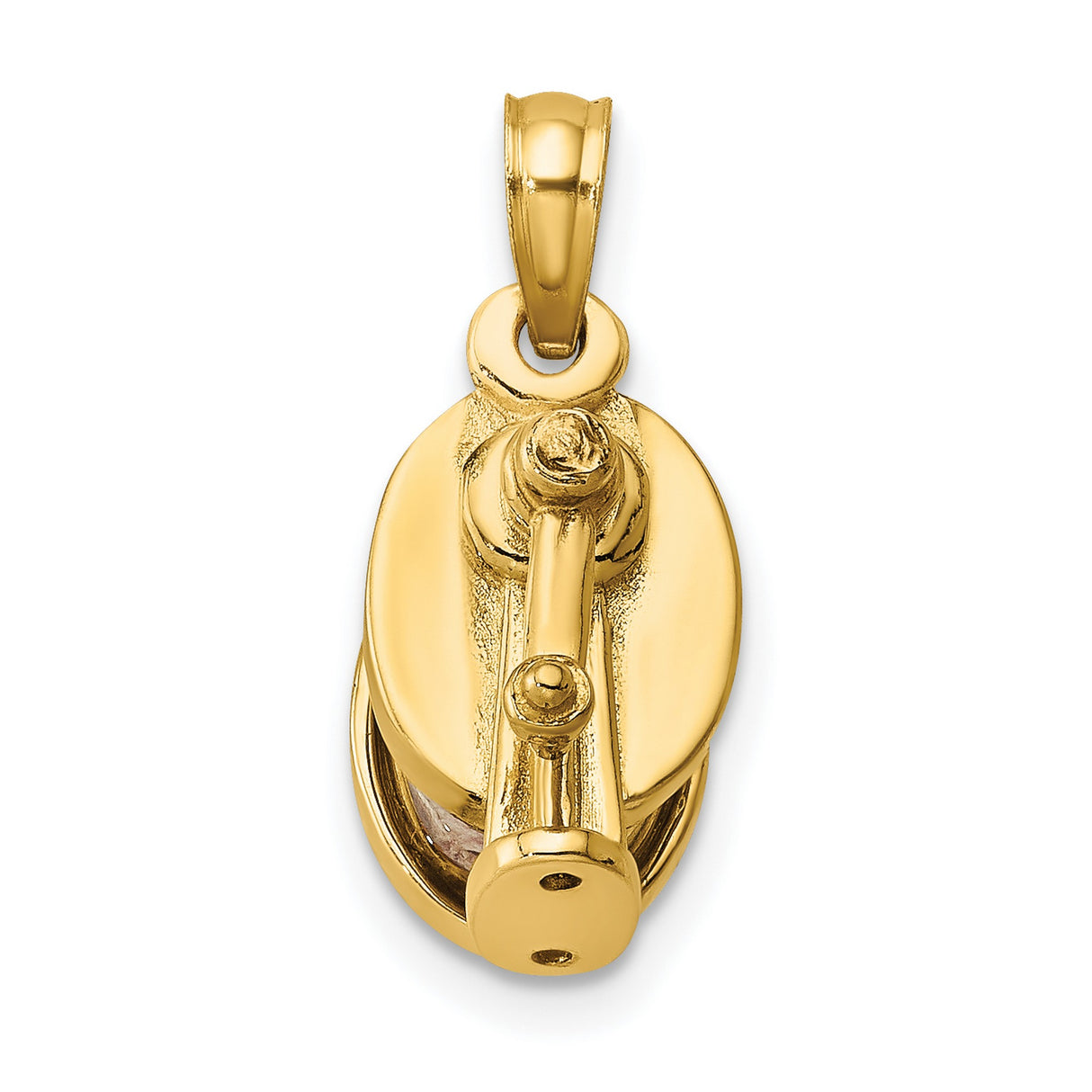 14k Yellow Gold Pulley Charm Pendant with Block and Tackle Detail, Nautical Theme for Men or Unisex