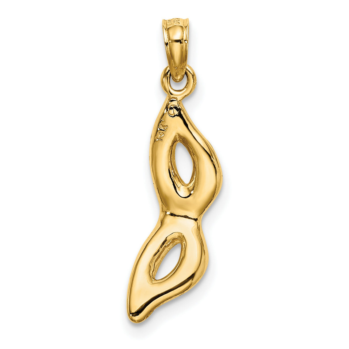 3-D Beveled Masquerade Mask Charm Pendant in Real 14k Yellow Gold