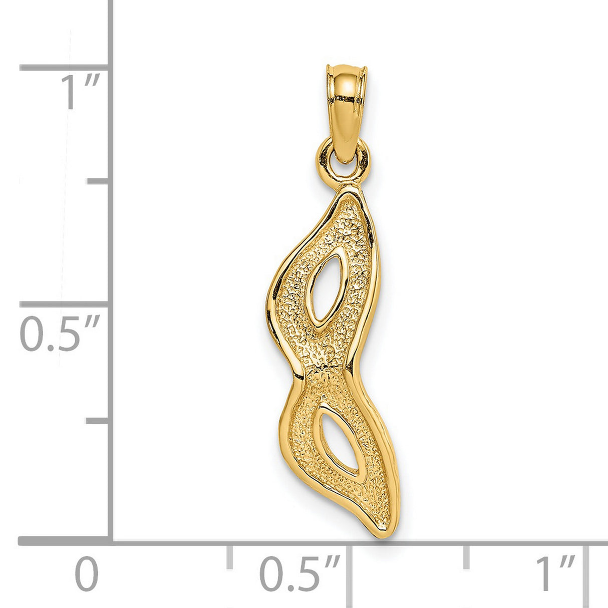 3-D Beveled Masquerade Mask Charm Pendant in Real 14k Yellow Gold
