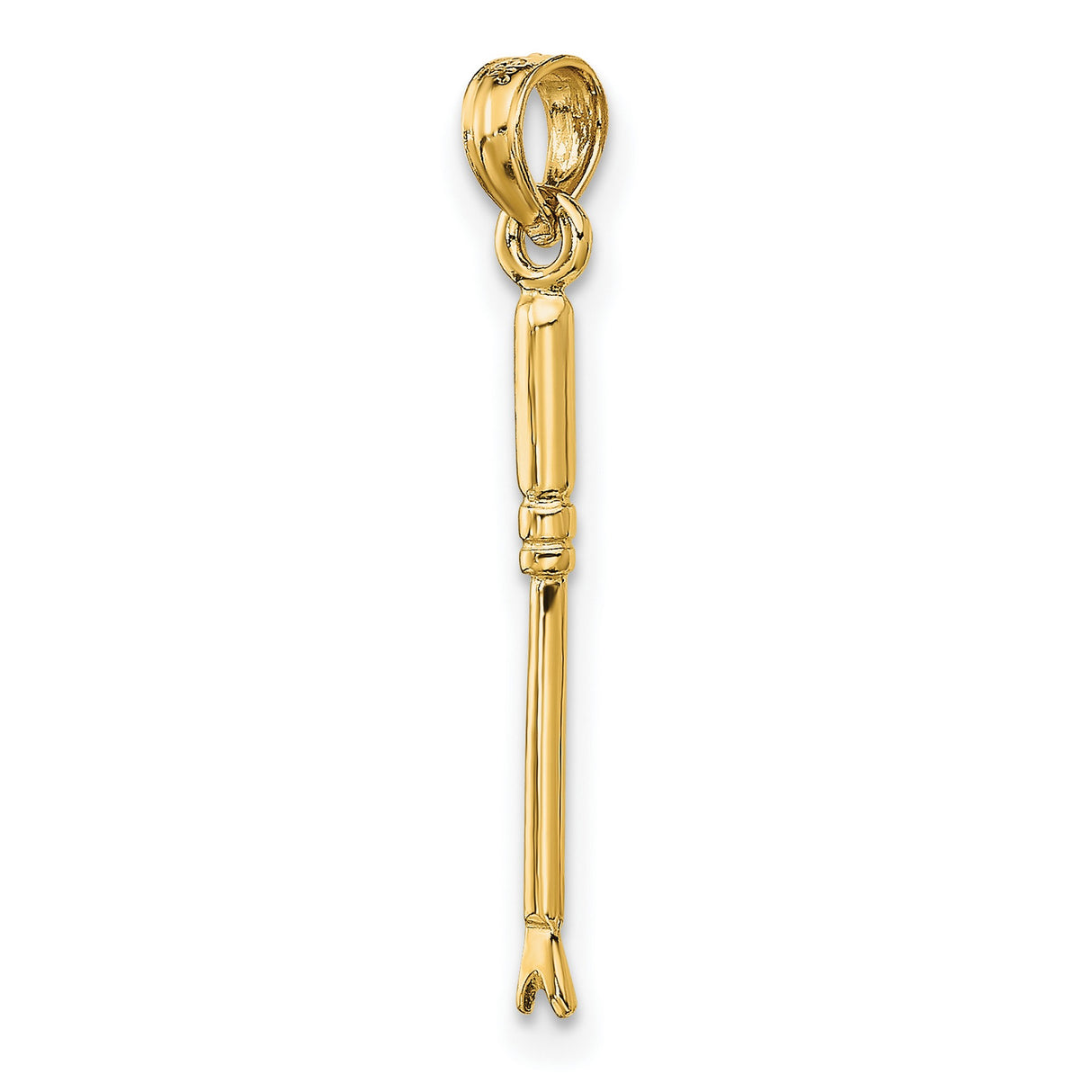 14k Yellow Gold Back Scratcher Pendant, Miniature Claw Charm for Men or Women