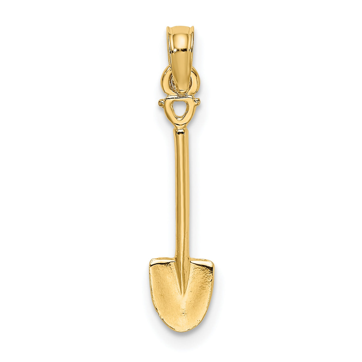 14k Yellow Gold Shovel Pendant, Miniature Charm Symbolizing Hard Work and Growth