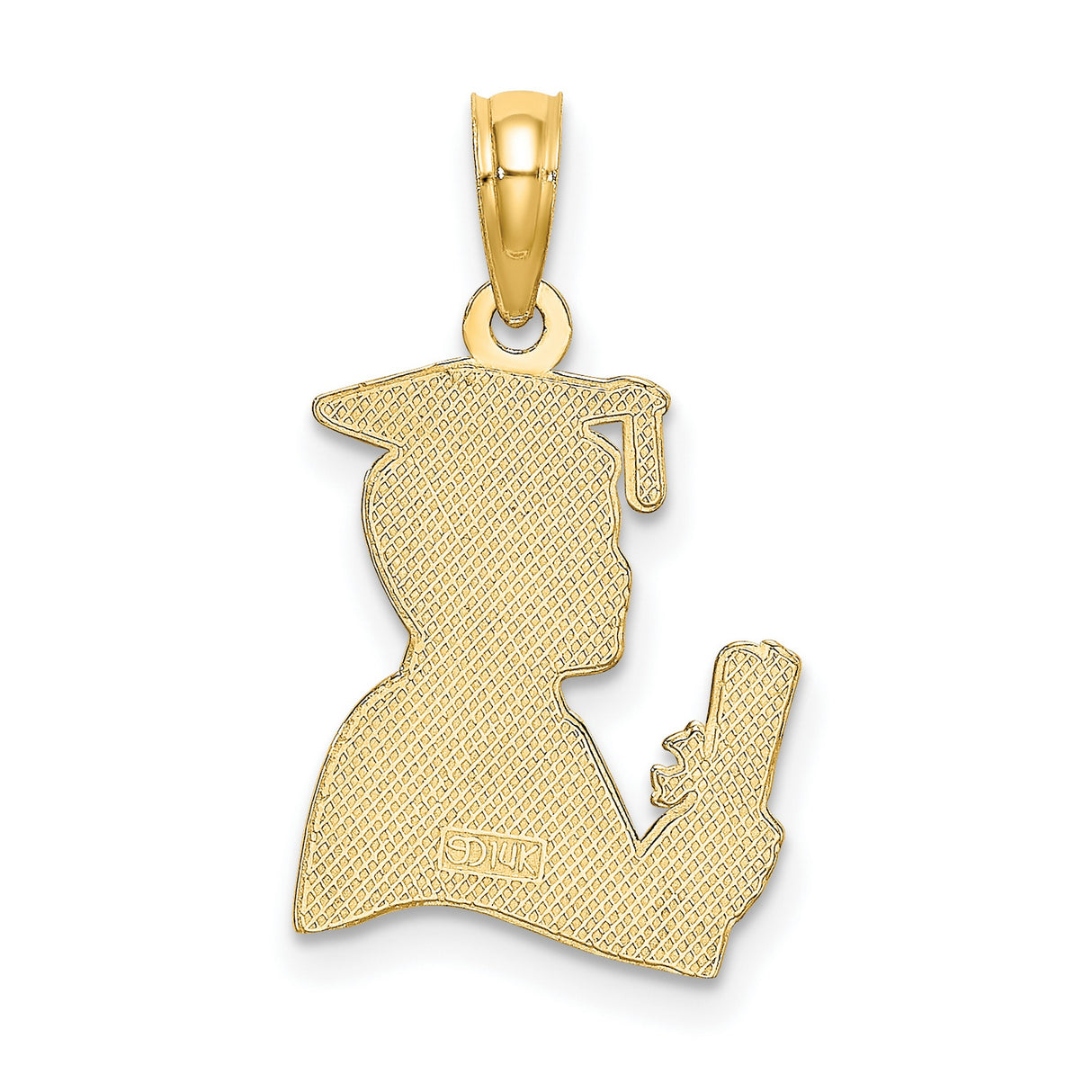 14k Yellow Gold Graduation Pendant, Graduate in Cap and Gown Holding Diploma, Unisex Academic Charm