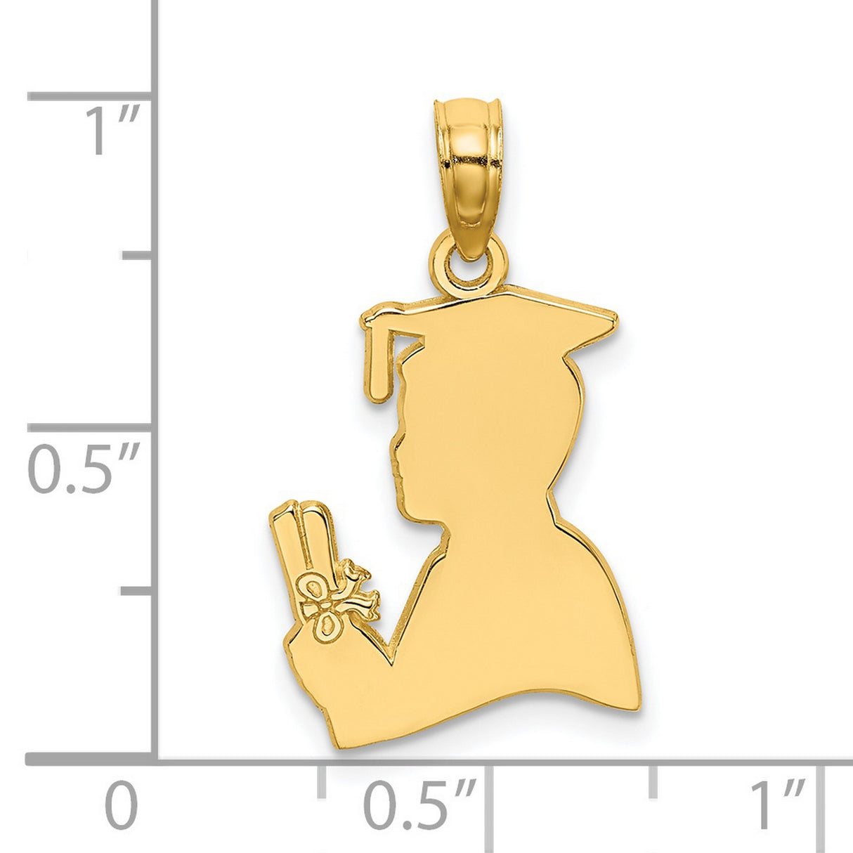 14k Yellow Gold Graduation Pendant, Graduate in Cap and Gown Holding Diploma, Unisex Academic Charm