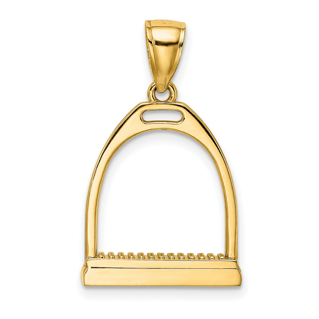 14k Yellow Gold Stirrup Pendant, Equestrian Style Horse Jewelry for Women