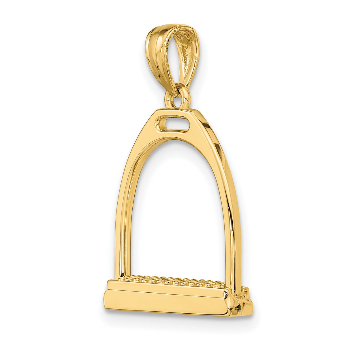 14k Yellow Gold Stirrup Pendant, Equestrian Style Horse Jewelry for Women