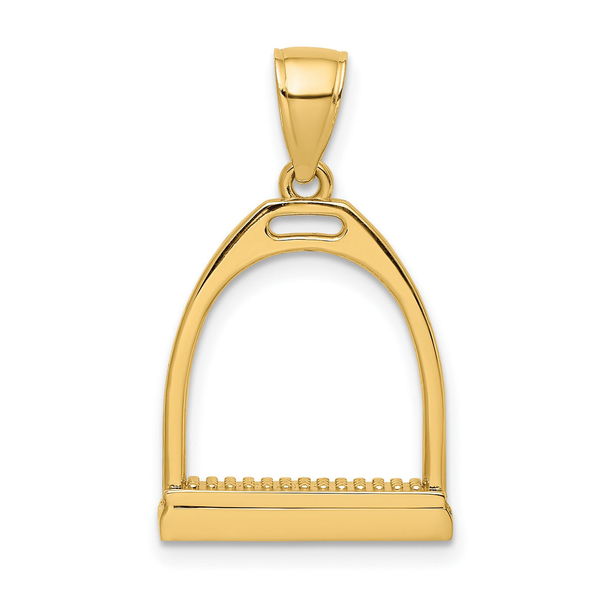 14k Yellow Gold Stirrup Pendant, Equestrian Style Horse Jewelry for Women