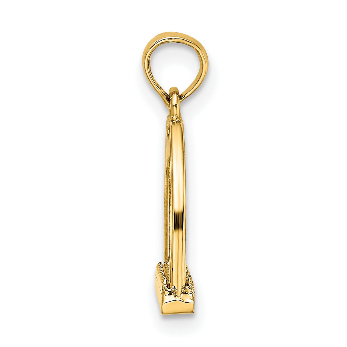 14k Yellow Gold Stirrup Pendant, Polished Equestrian Charm, Western Riding Jewelry for Women