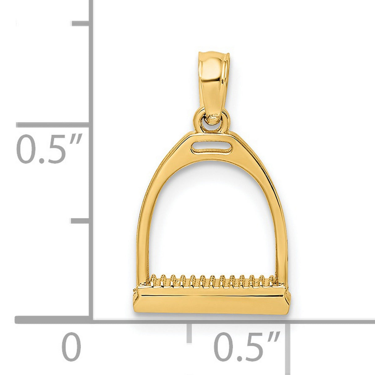 14k Yellow Gold Stirrup Pendant, Polished Equestrian Charm, Western Riding Jewelry for Women