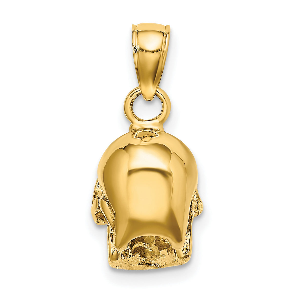 14k Yellow Gold Skull Pendant, Detailed Human Skull Design, Gothic Biker Style for Men or Unisex Wear