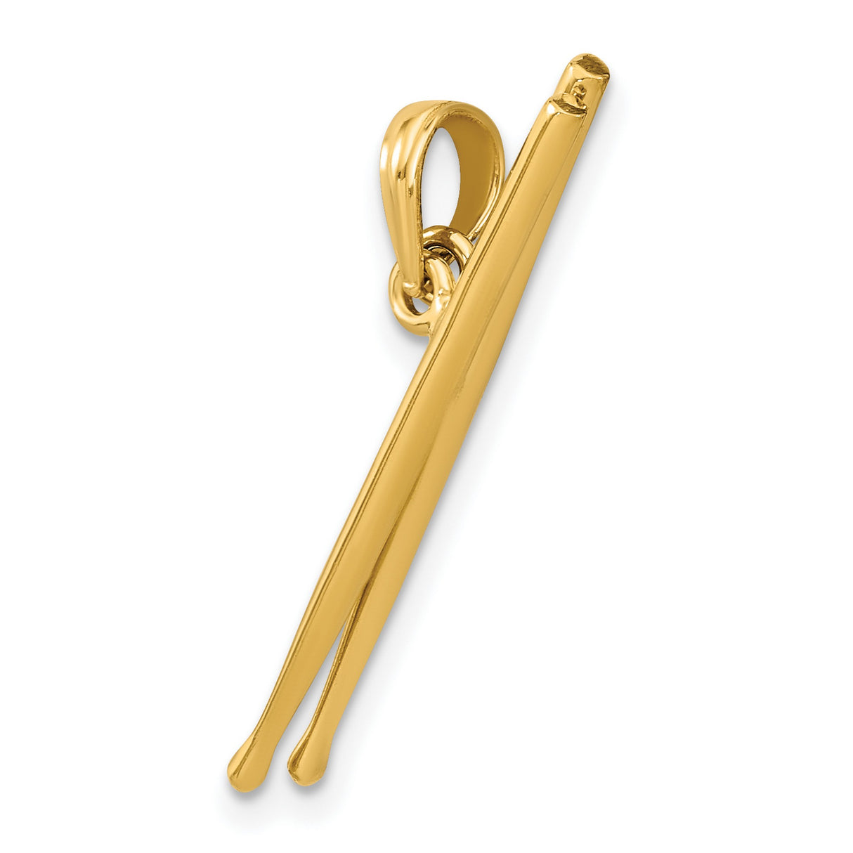 14k Yellow Gold Drumsticks Pendant, Polished Music Charm, Unisex Drummer Jewelry
