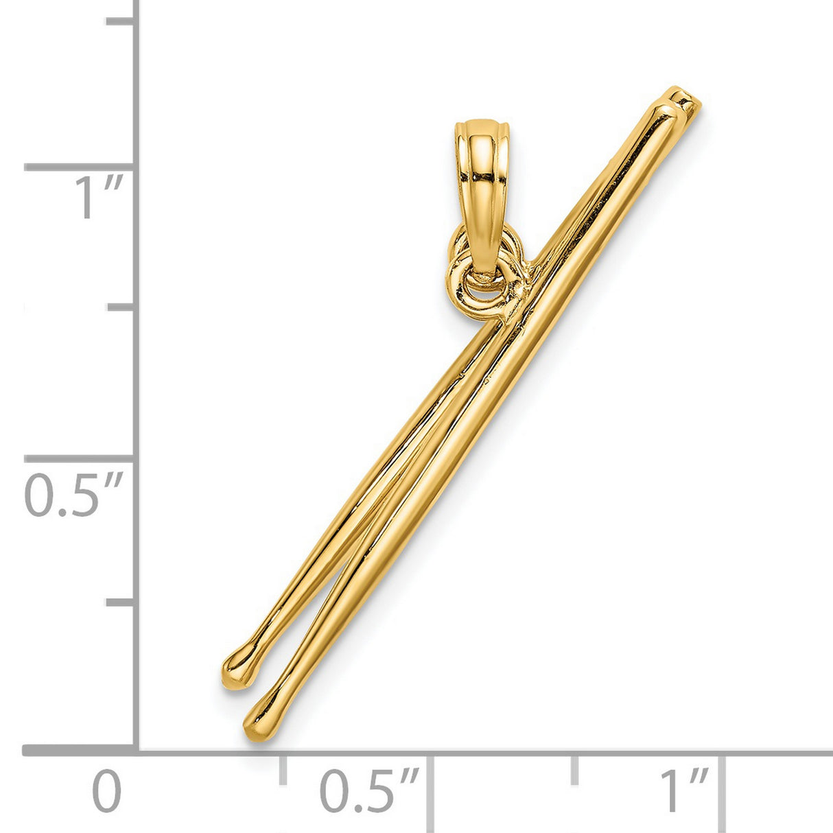 14k Yellow Gold Drumsticks Pendant, Polished Music Charm, Unisex Drummer Jewelry