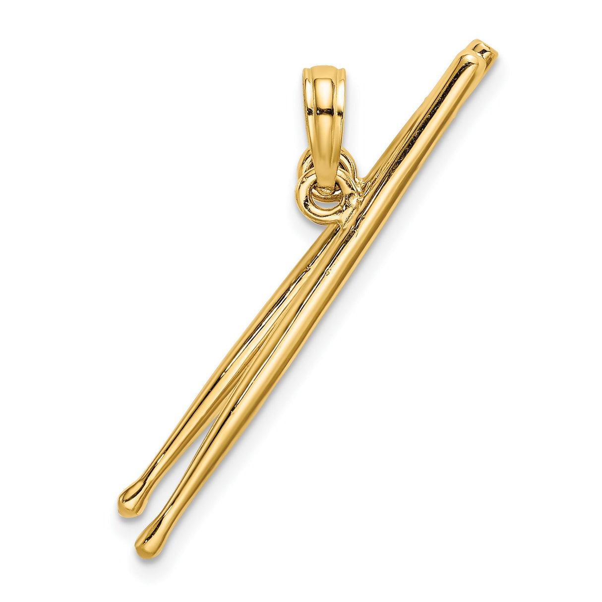 14k Yellow Gold Drumsticks Pendant, Polished Music Charm, Unisex Drummer Jewelry