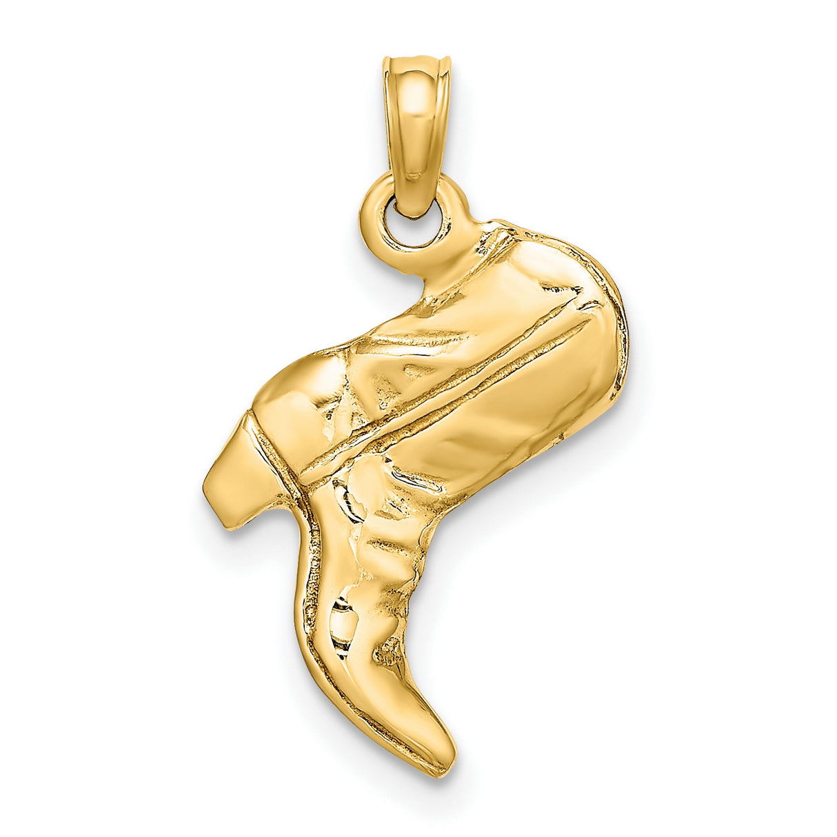 14k Yellow Gold Cowboy Boot Pendant with Floral Engraving, Western Style Charm