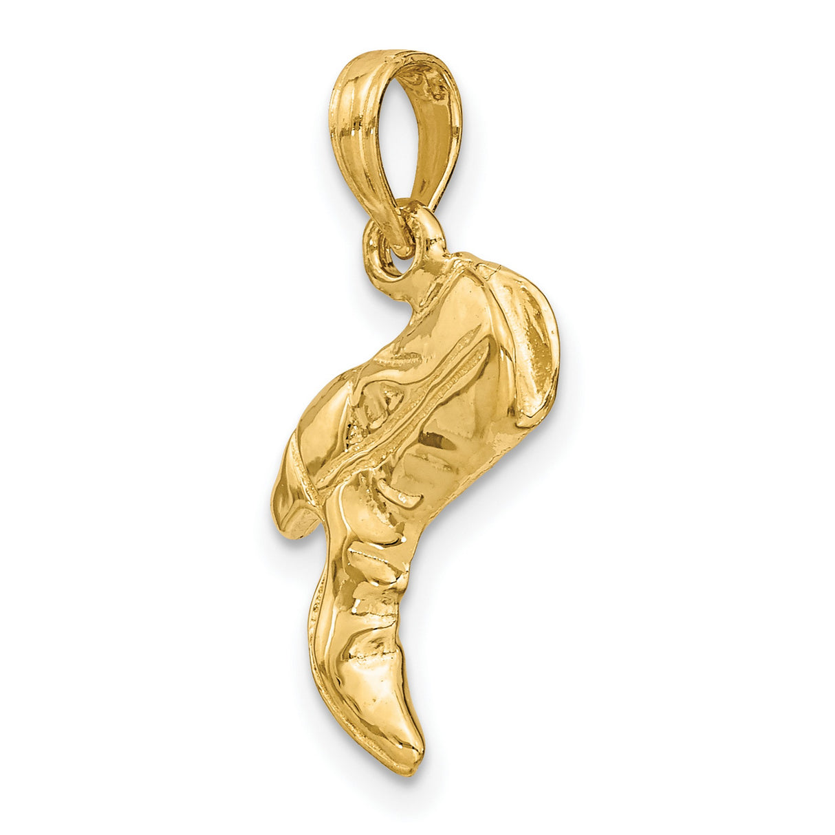 14k Yellow Gold Cowboy Boot Pendant with Floral Engraving, Western Style Charm
