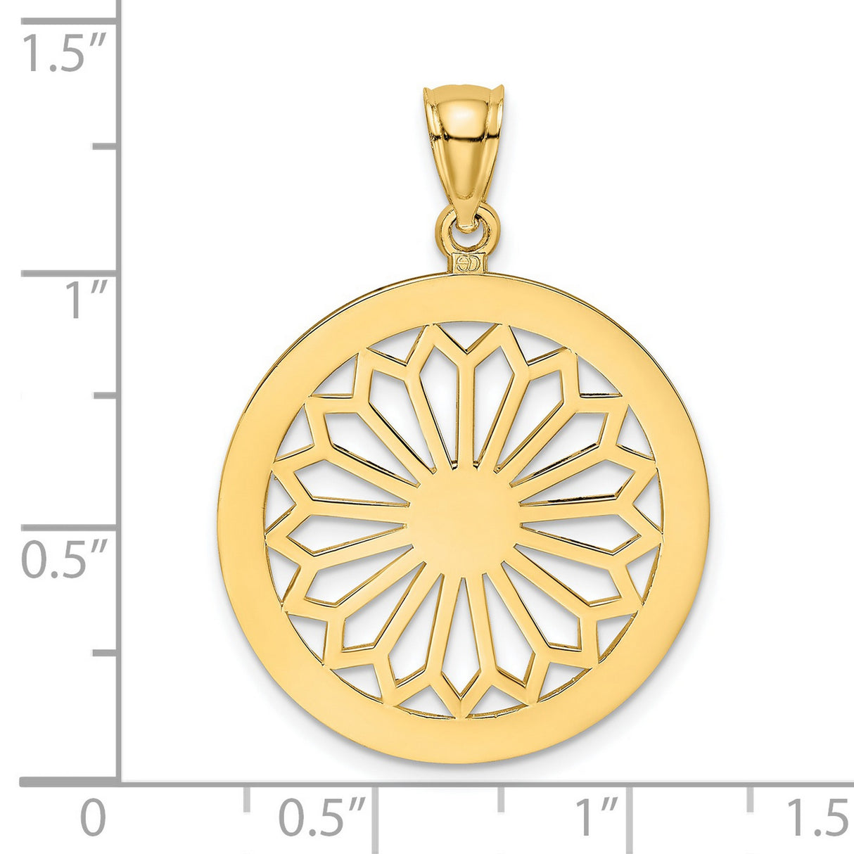 14k Yellow Gold Mandala Pendant with Openwork Sunburst Design, Spiritual Boho Medallion for Women