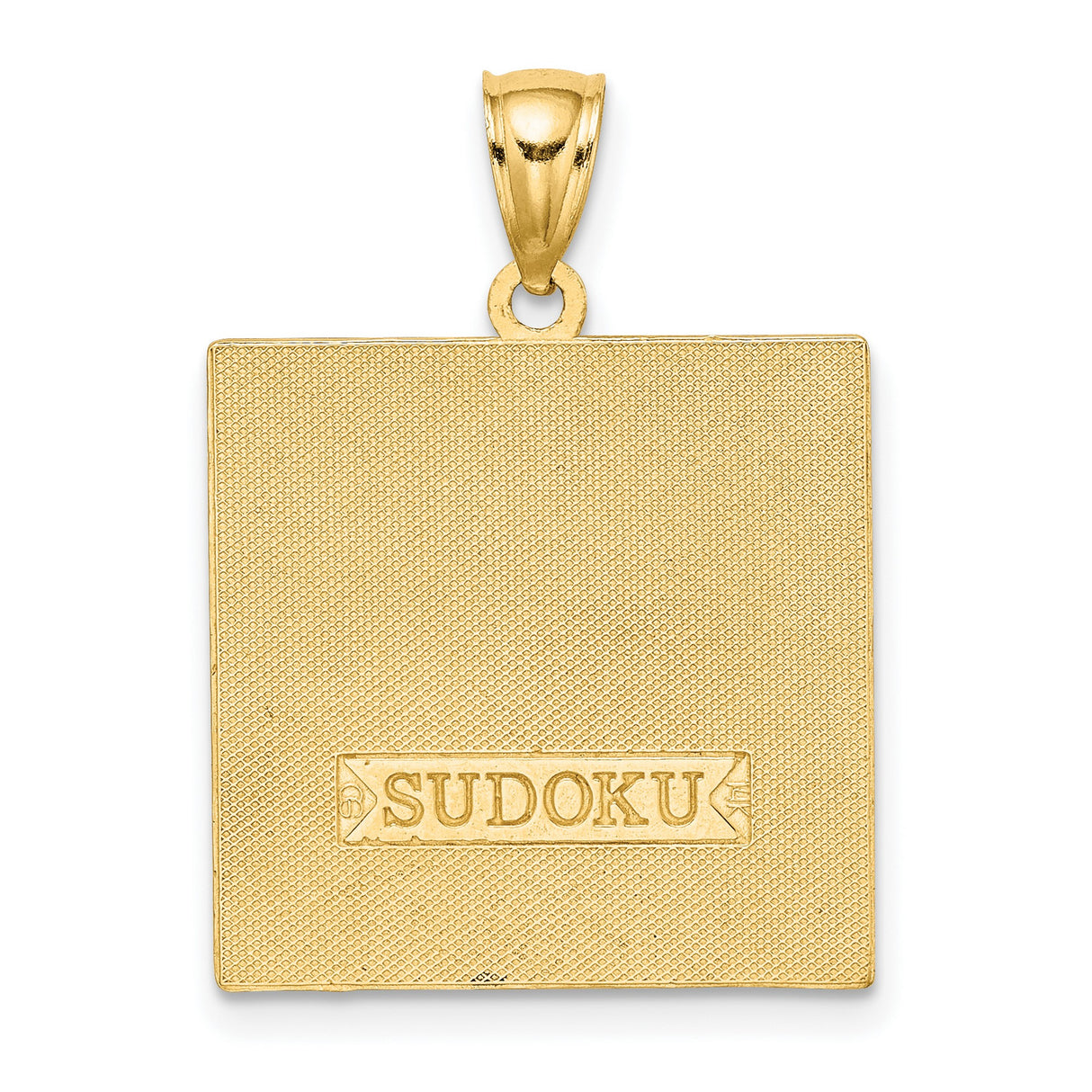14k Yellow Gold Sudoku Puzzle Pendant, Math and Logic Grid Charm for Men or Unisex Wear