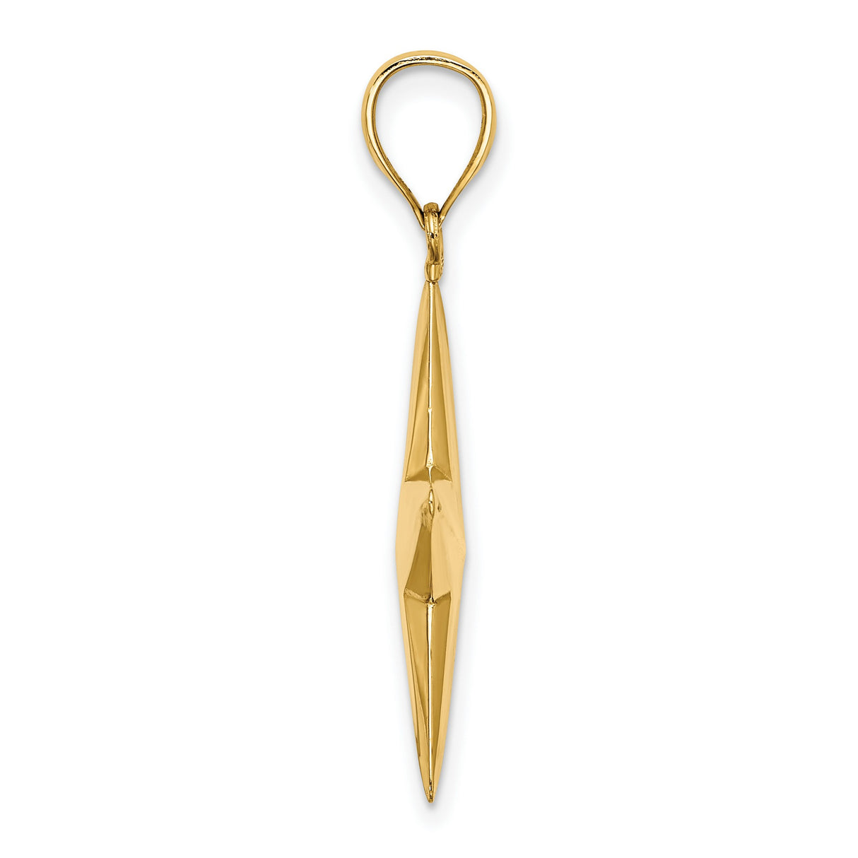 14k Yellow Gold Star Pendant, Polished Five Point Celestial Charm, Minimalist Inspirational Jewelry