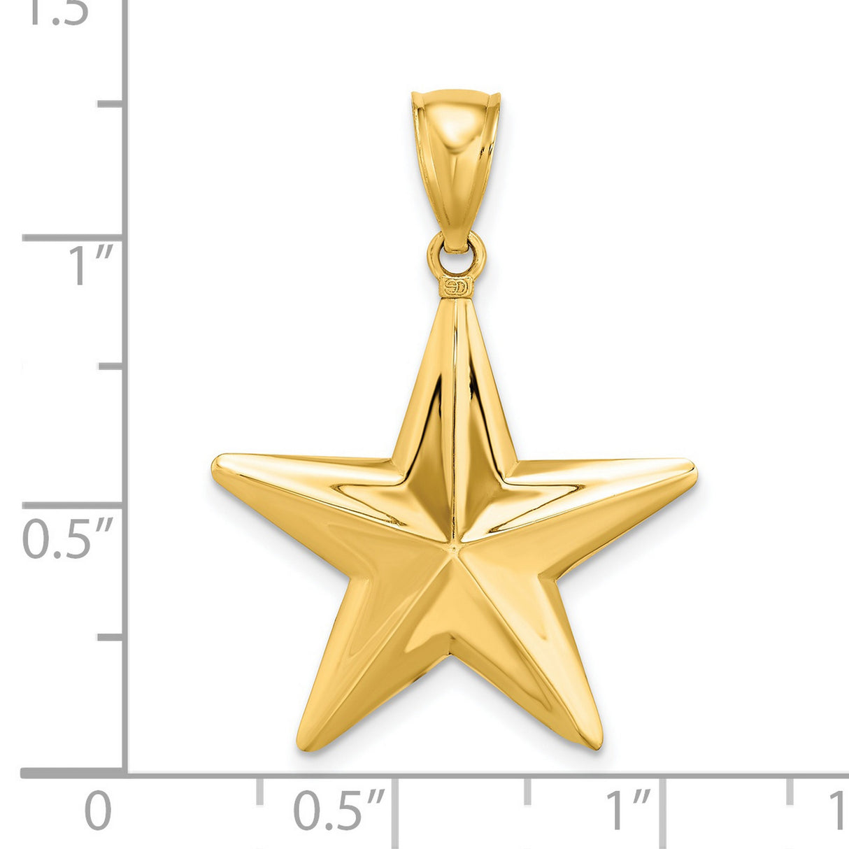 14k Yellow Gold Star Pendant, Polished Five Point Celestial Charm, Minimalist Inspirational Jewelry