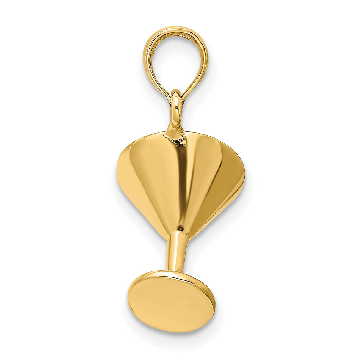14k Yellow Gold Martini Glass Pendant Charm, Polished Cocktail Theme for Women or Unisex