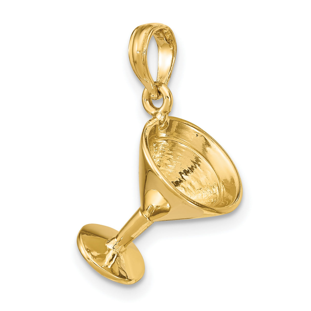 14k Yellow Gold Martini Glass Pendant Charm, Polished Cocktail Theme for Women or Unisex