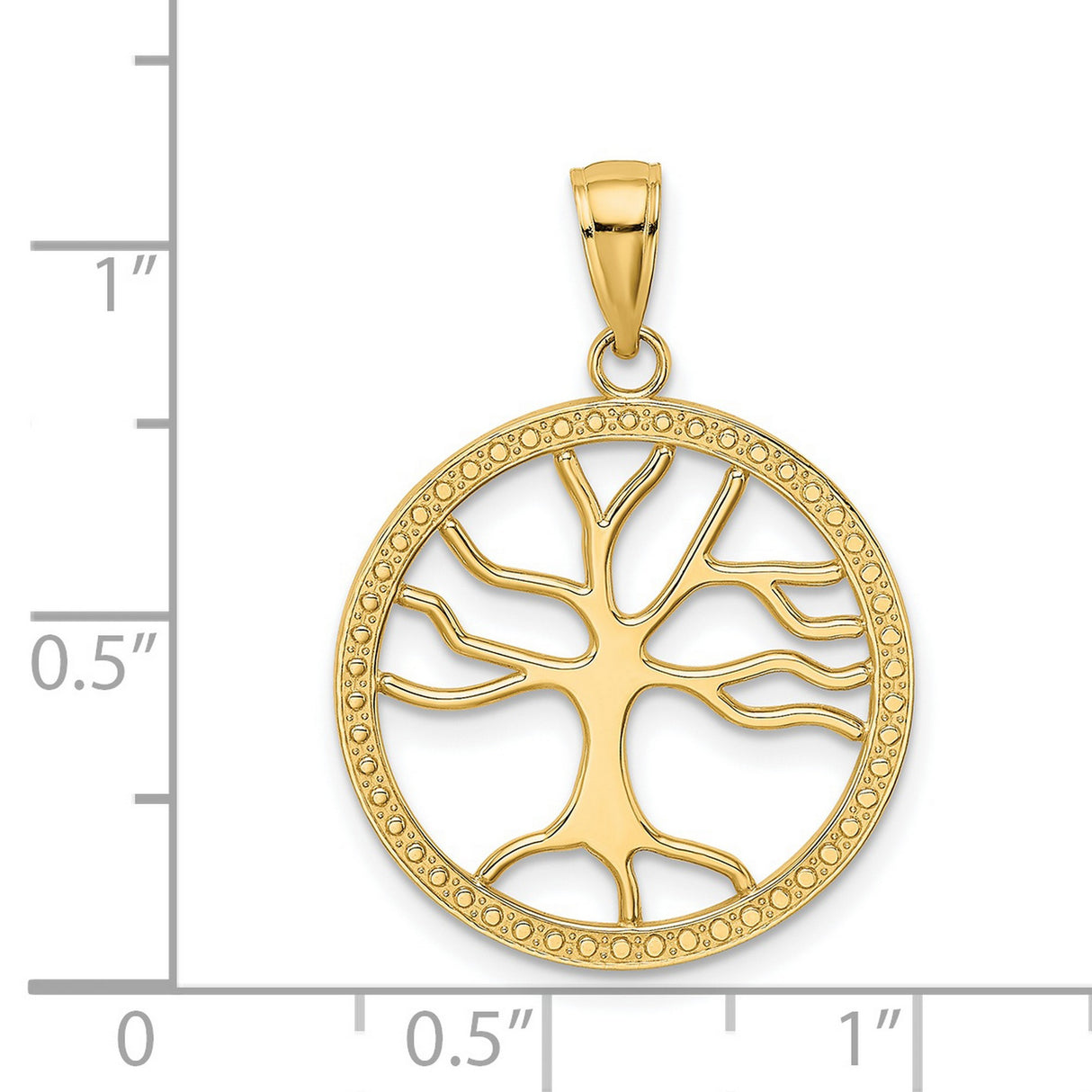 14k Yellow Gold Tree of Life Pendant with Textured Openwork Design for Women