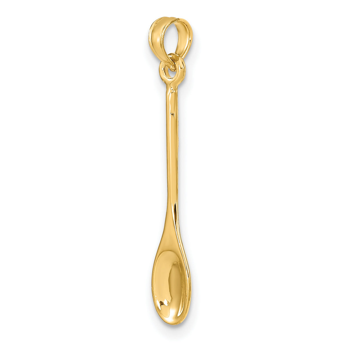 14k Yellow Gold Spoon Pendant, Miniature Polished Charm for Foodies and Chefs