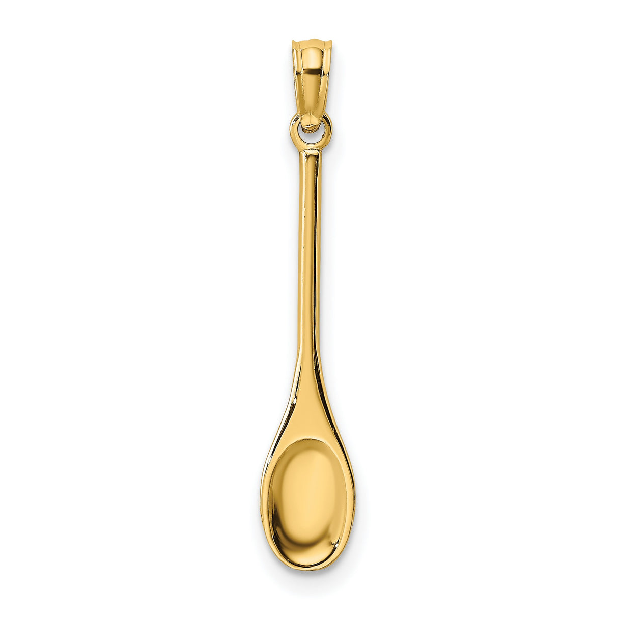 14k Yellow Gold Spoon Pendant, Miniature Polished Charm for Foodies and Chefs