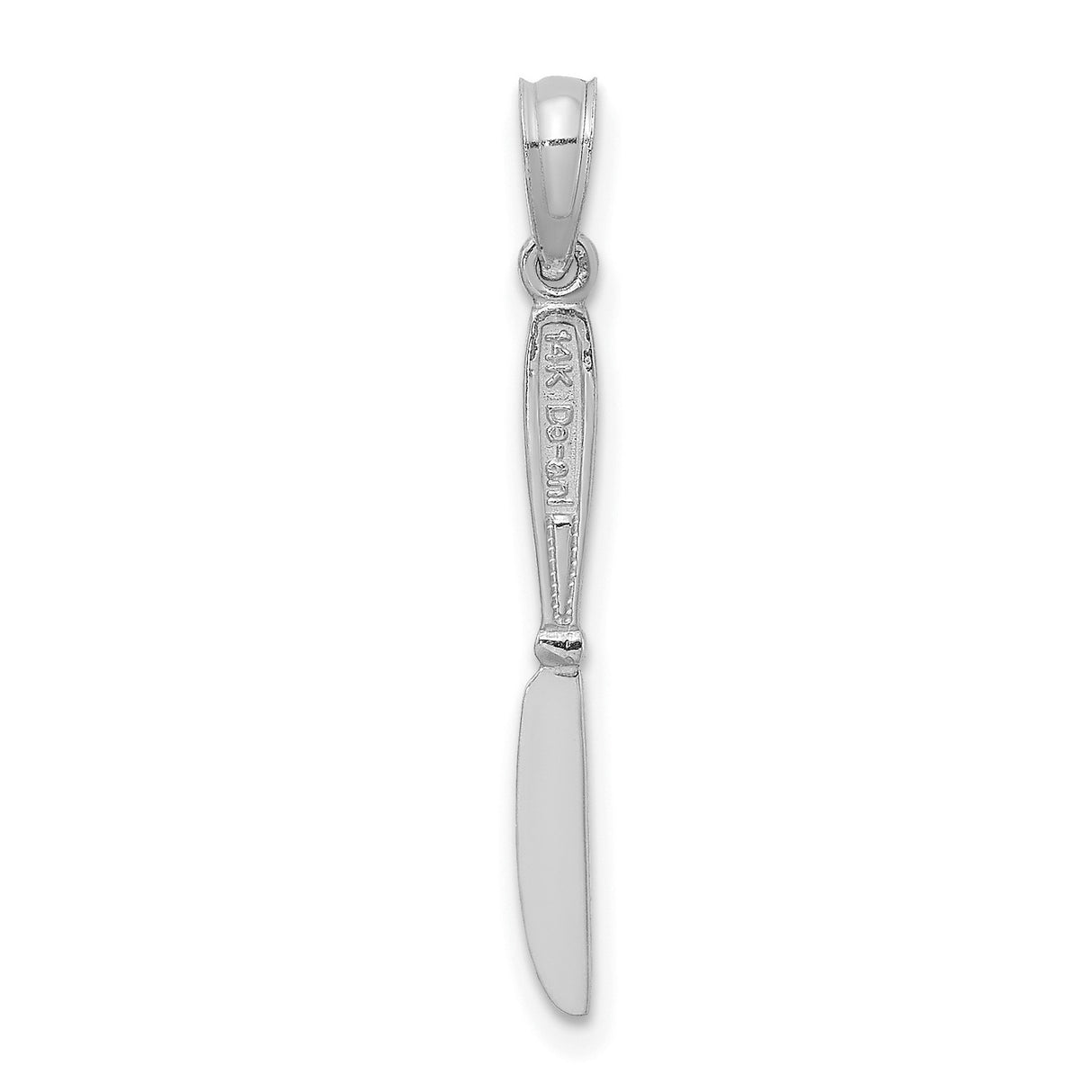14k White Gold Knife Pendant, Mini Flatware Culinary Charm for Chefs and Food Lovers
