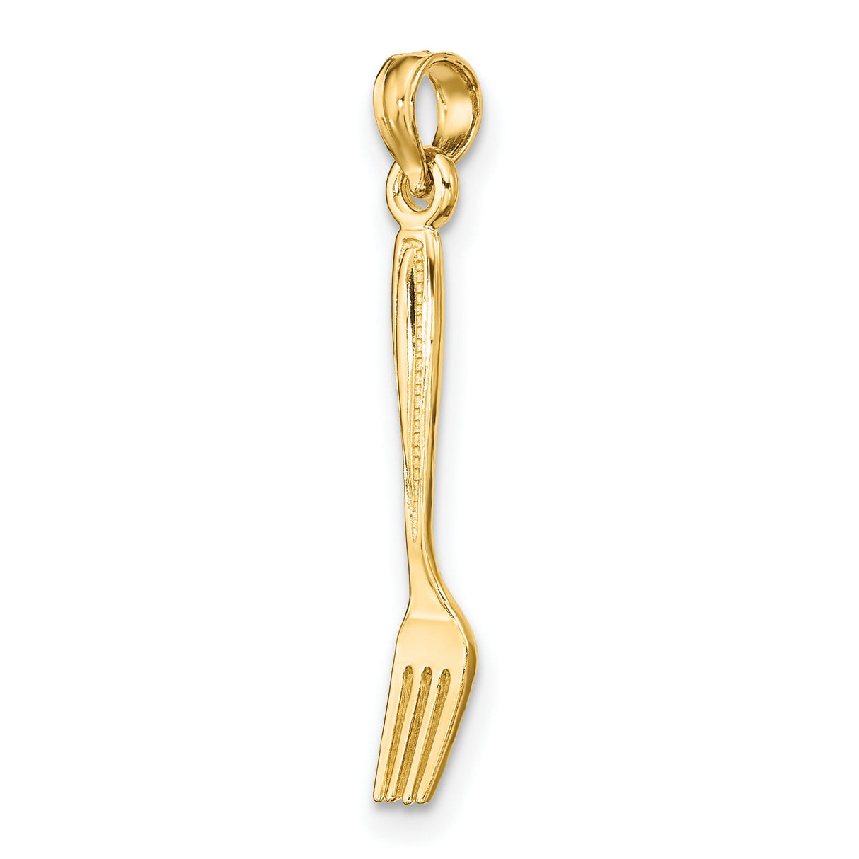 14k Yellow Gold Fork Pendant, Miniature Utensil Charm with Culinary Theme for Women or Unisex Wear