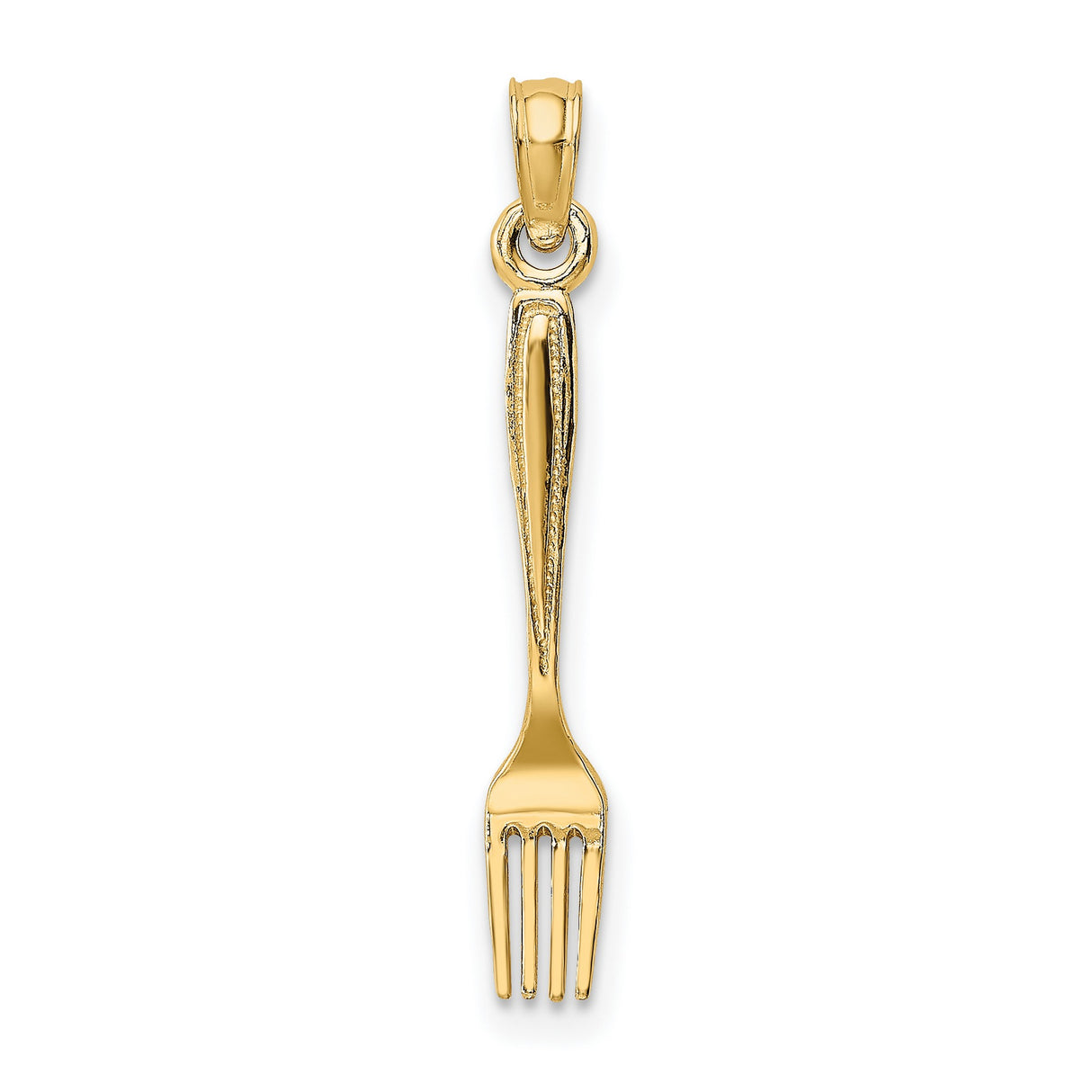 14k Yellow Gold Fork Pendant, Miniature Utensil Charm with Culinary Theme for Women or Unisex Wear