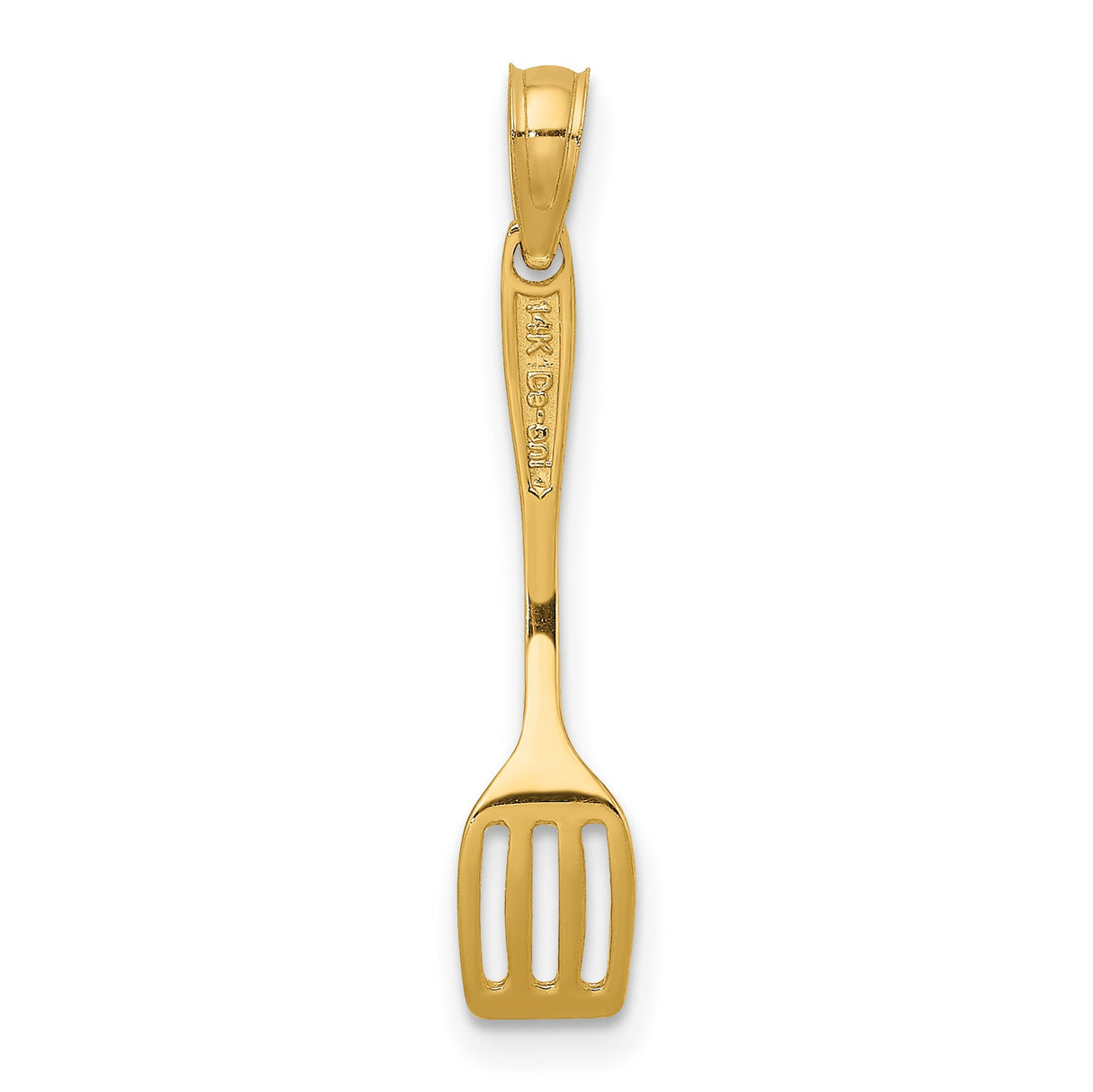 14k Yellow Gold Spatula Pendant, Detailed Kitchen Utensil Charm for Chefs and Bakers