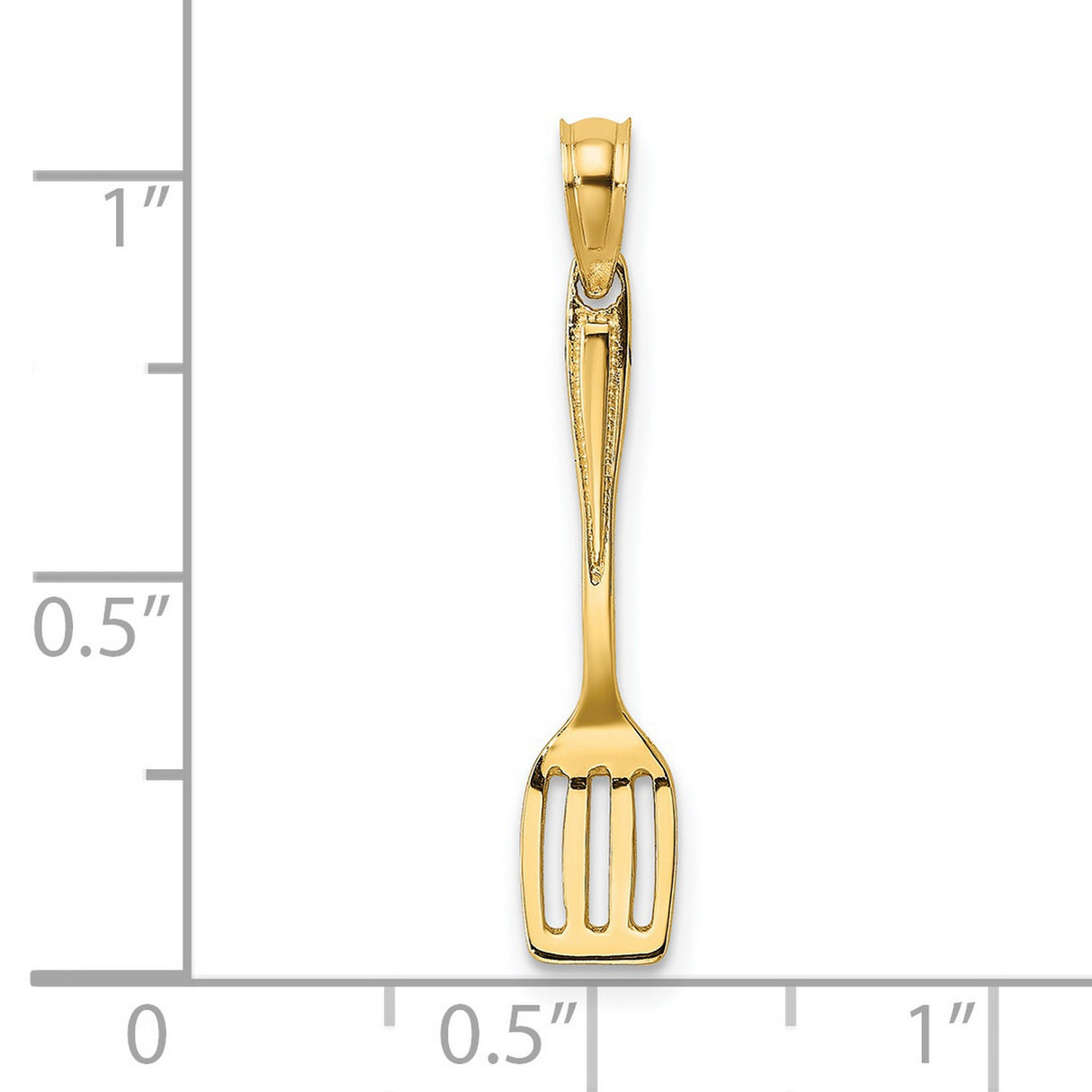 14k Yellow Gold Spatula Pendant, Detailed Kitchen Utensil Charm for Chefs and Bakers