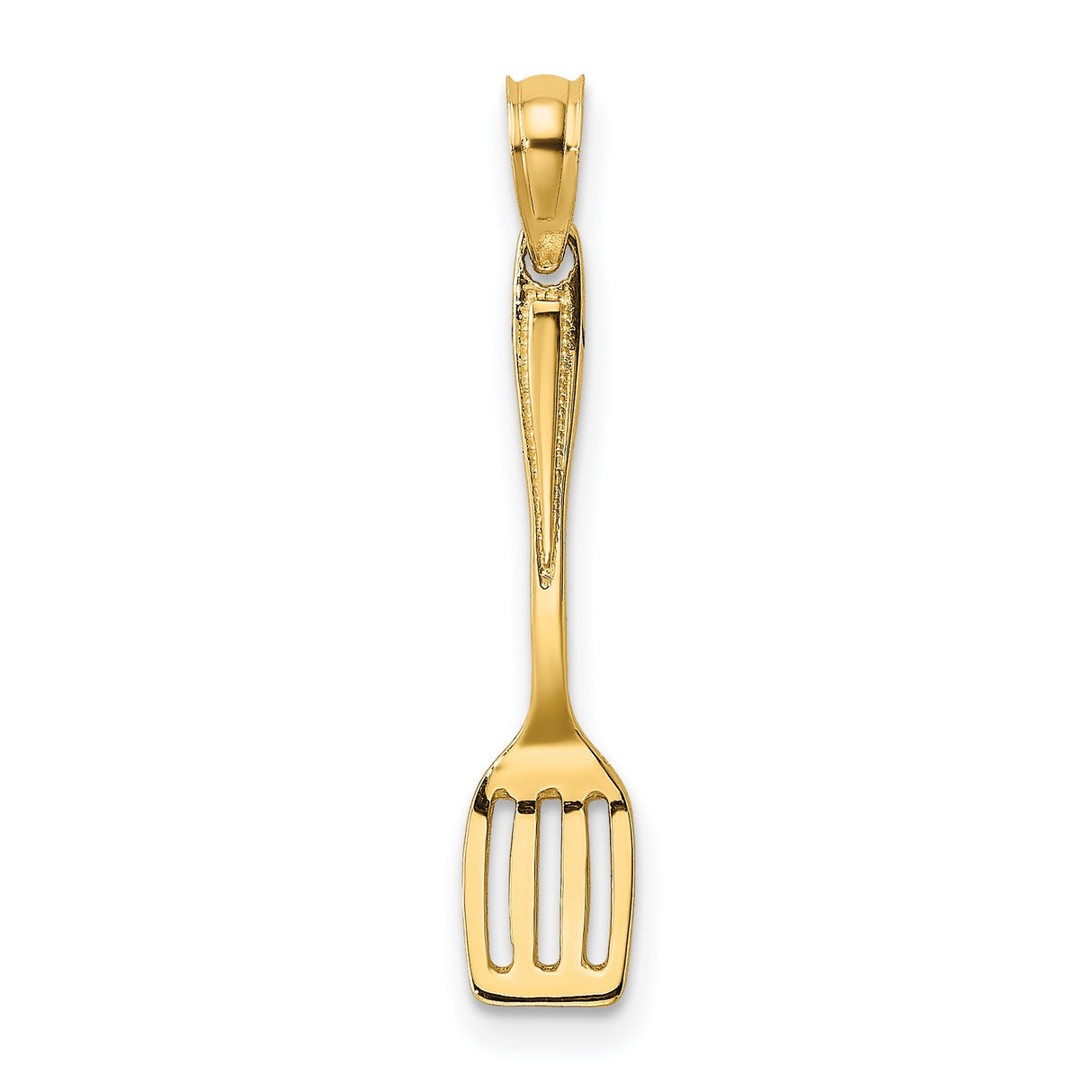 14k Yellow Gold Spatula Pendant, Detailed Kitchen Utensil Charm for Chefs and Bakers