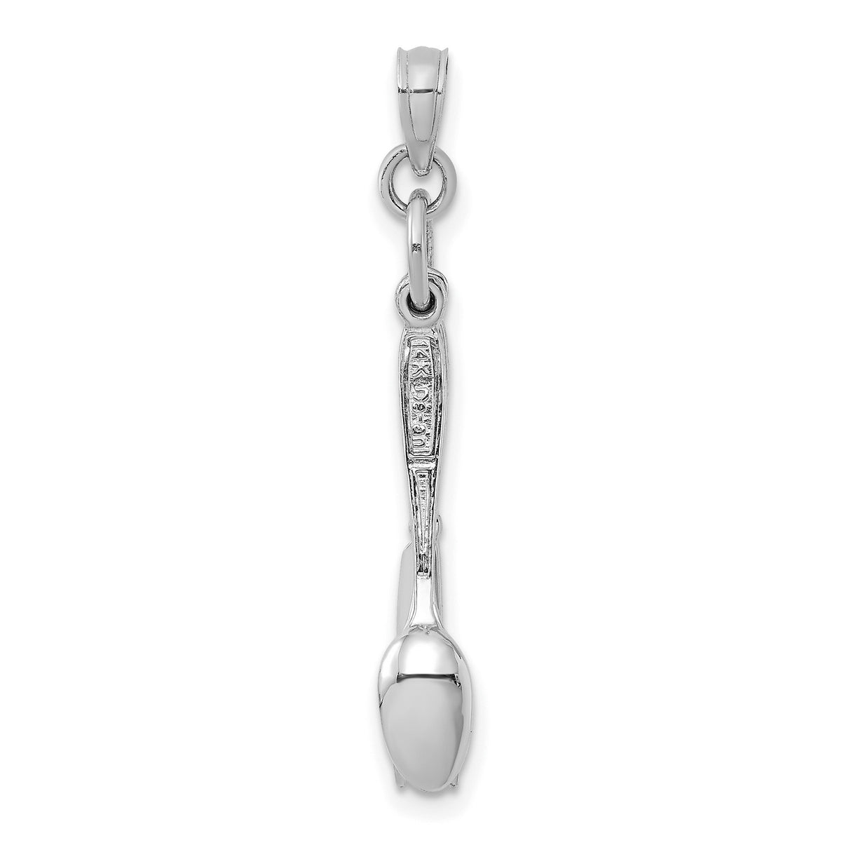 14k White Gold Pendant with Movable Knife Fork Spoon Charm, Culinary Jewelry for Food Lovers