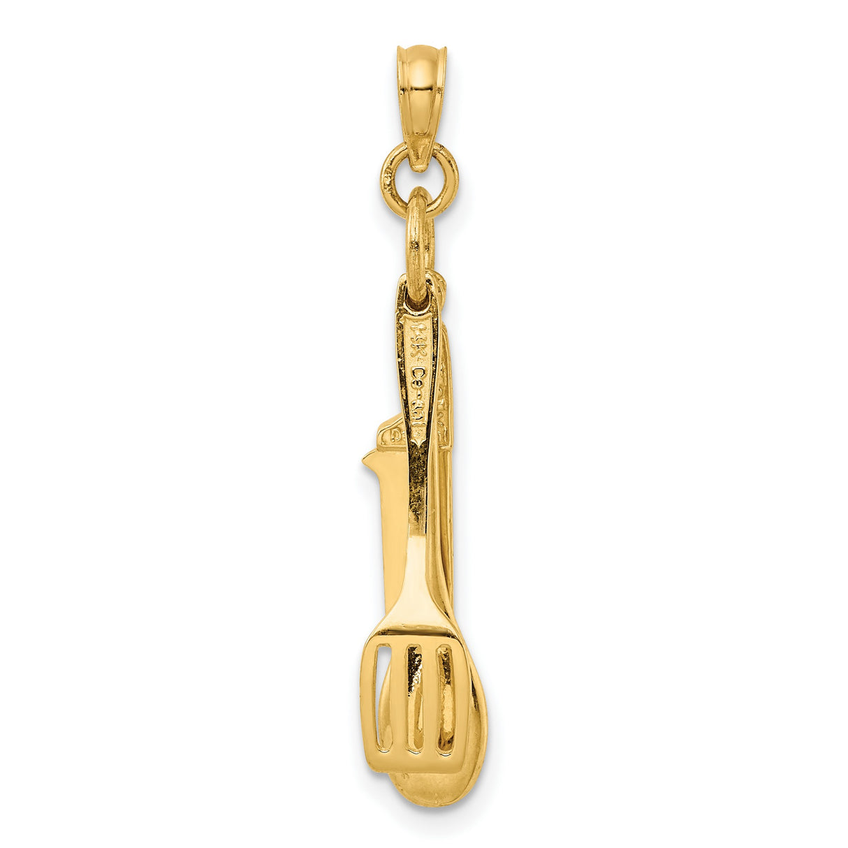 14k Yellow Gold Cooking Pendant with Spoon, Knife, and Spatula Charms , Culinary Theme Jewelry