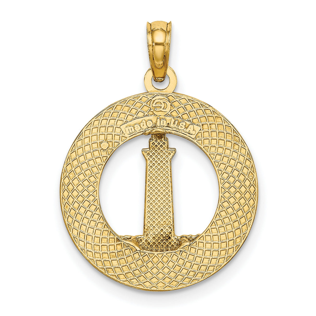 14k Yellow Gold Lighthouse Pendant, Boothbay Harbor Nautical Design, Coastal Charm