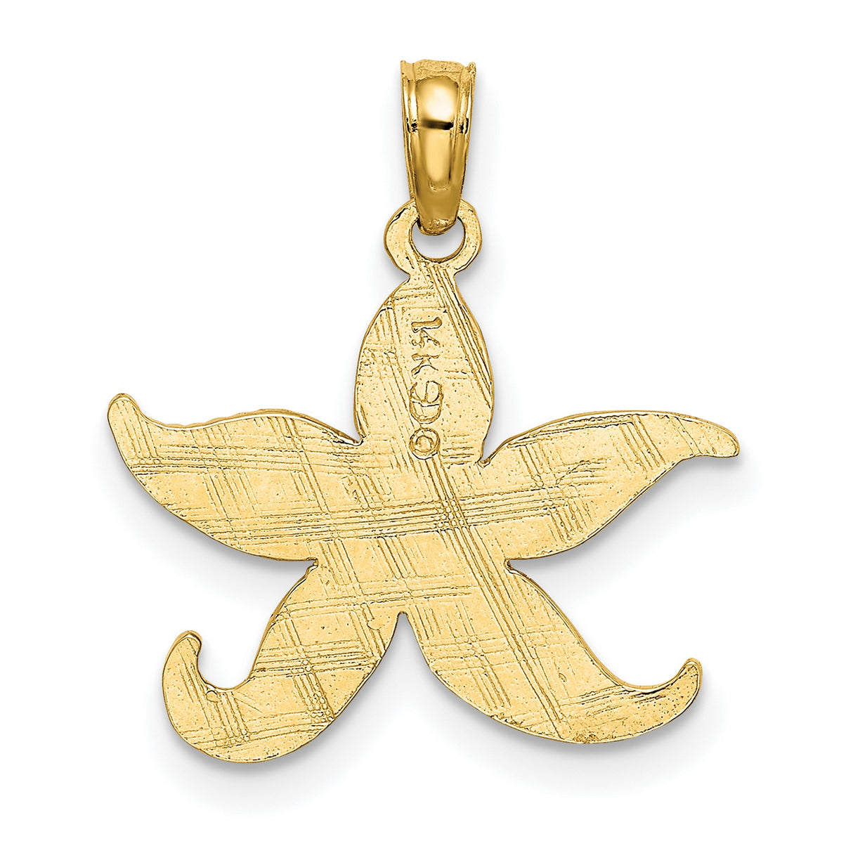 14k Yellow Gold Starfish Pendant, Textured Ocean Charm with Nautical Design for Women