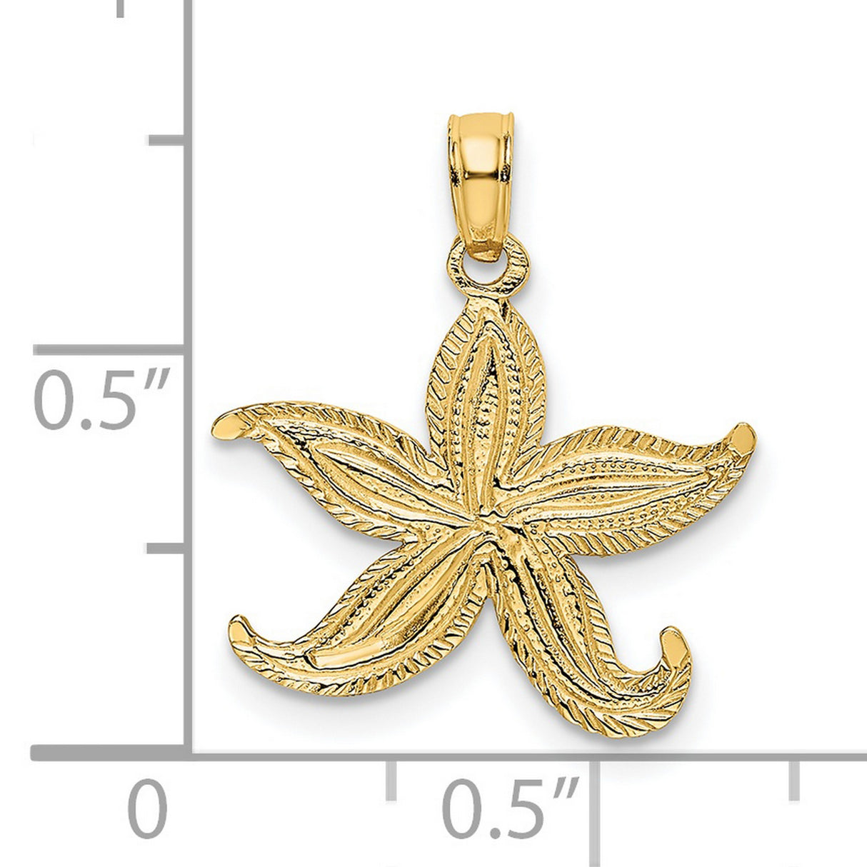 14k Yellow Gold Starfish Pendant, Textured Ocean Charm with Nautical Design for Women