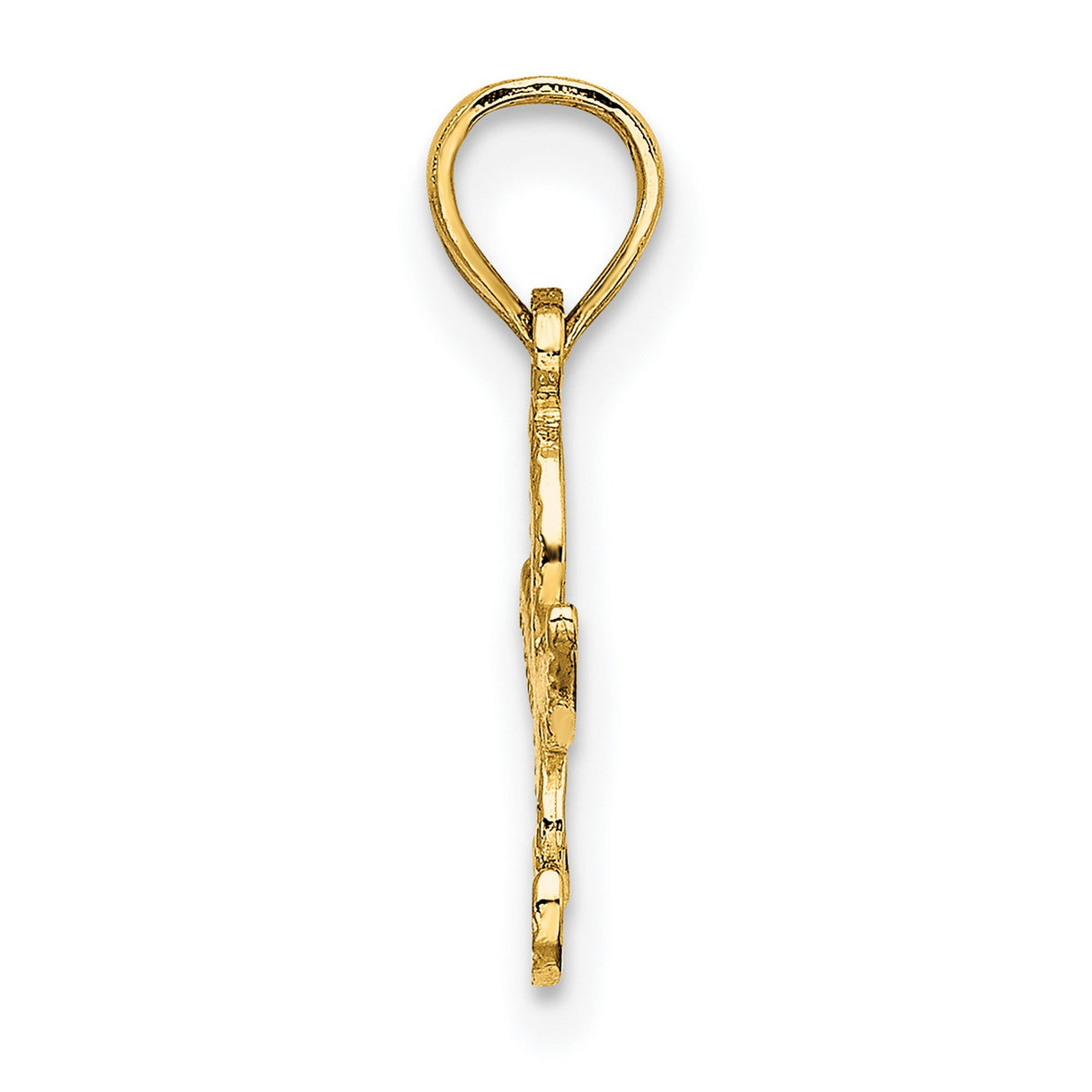 14k Yellow Gold Starfish Pendant with Textured Design, Nautical Sealife Theme for Women