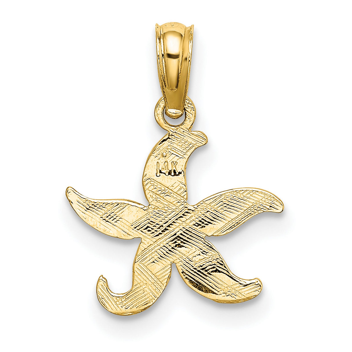 14k Yellow Gold Starfish Pendant with Textured Design, Nautical Sealife Theme for Women