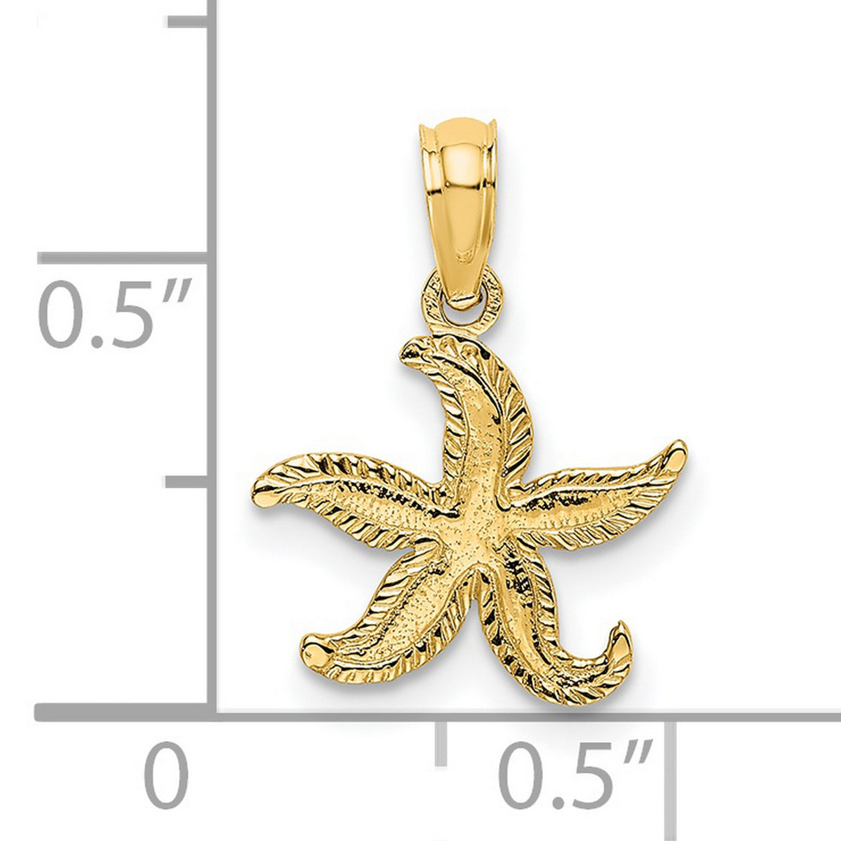 14k Yellow Gold Starfish Pendant with Textured Design, Nautical Sealife Theme for Women