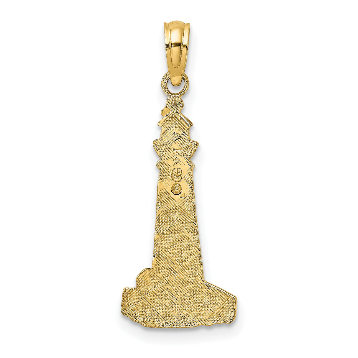 14k Yellow Gold Lighthouse Pendant with Brick Tower Design, Nautical Jewelry for Women or Unisex