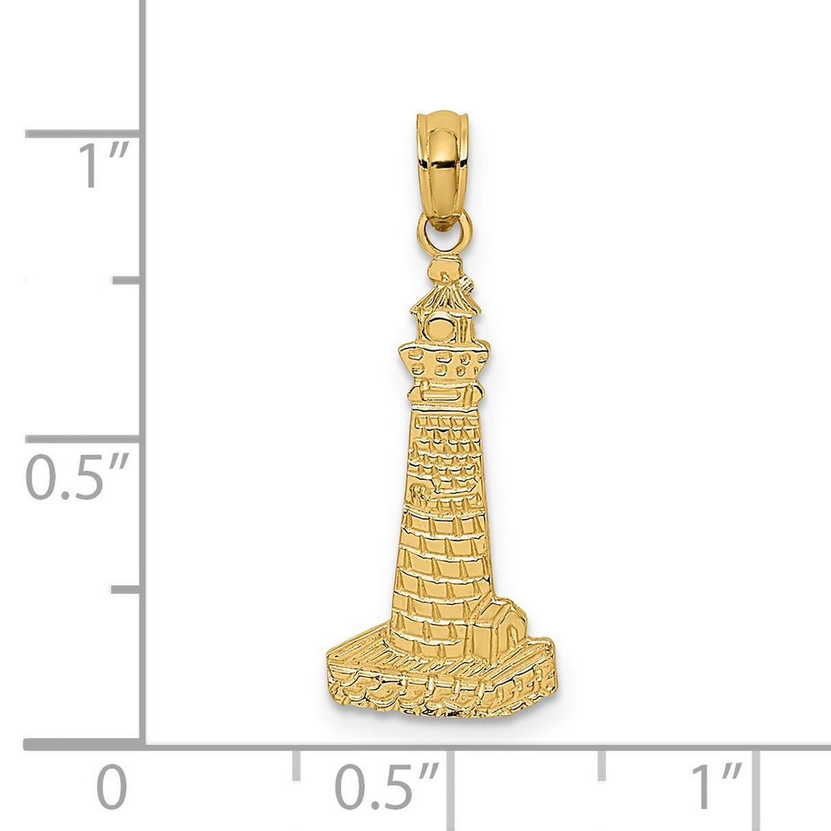14k Yellow Gold Lighthouse Pendant with Brick Tower Design, Nautical Jewelry for Women or Unisex