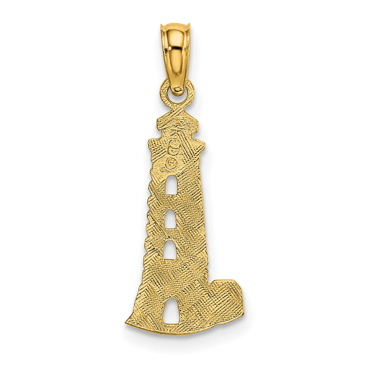14k Yellow Gold Lighthouse Pendant, Nautical Architecture Design, Maritime Symbol Charm